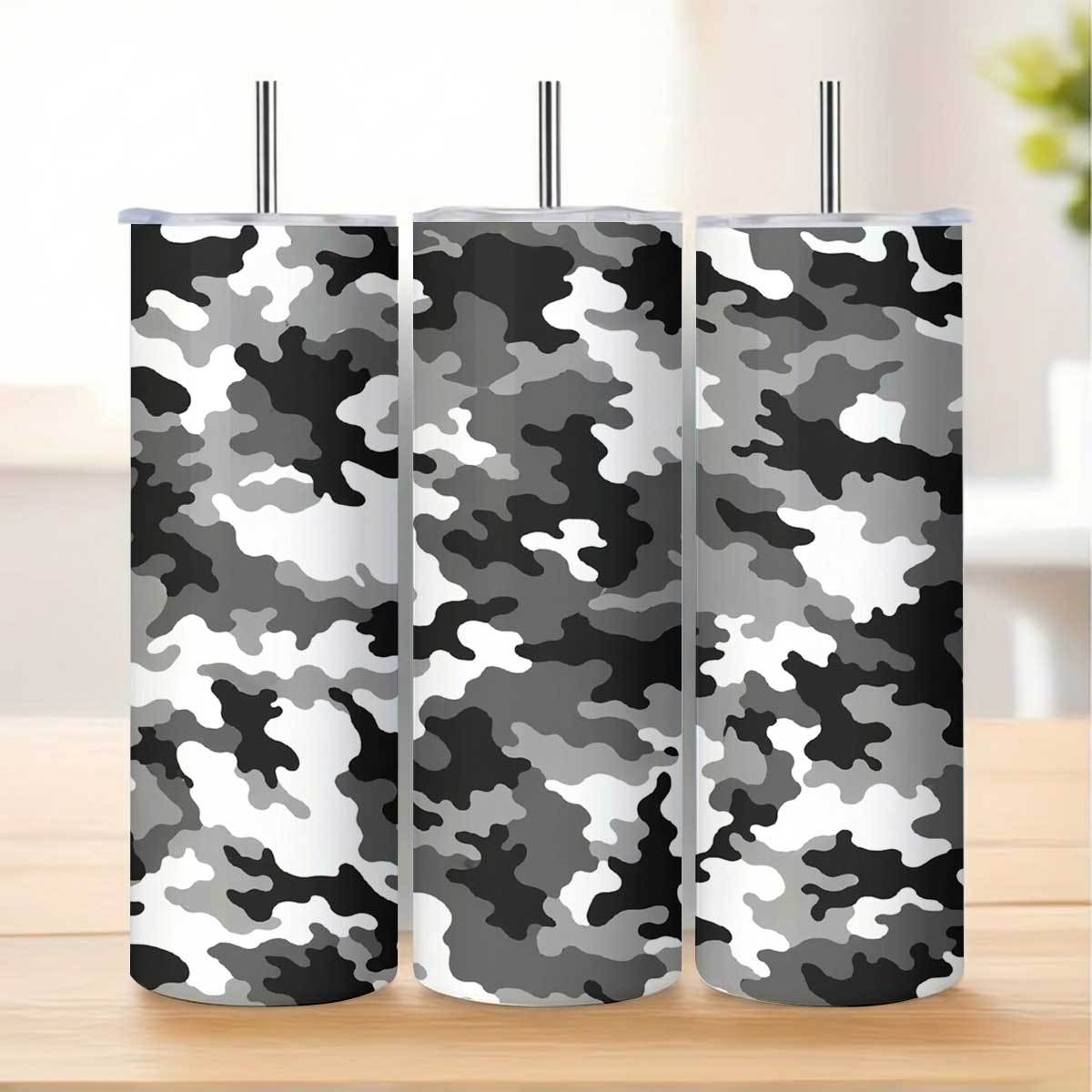 Tumbler 20Oz White - 20온스 그레이 블랙 화이트 카모플라주 패턴