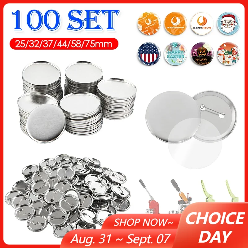 Button Badge Blank - 100 세트 빈 배지 핀 버튼
